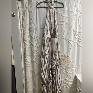 Silver, Gold and White Sequin Jumpsuit